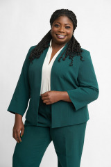 cute green suit styled headshots on white background for lobbyist in washington